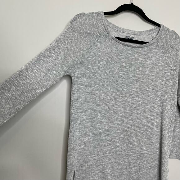 Aerie Sweater Round Neck Long Sleeve Hi-Lo Hem Side Slit Heathered Gray Size XS - Picture 4 of 10